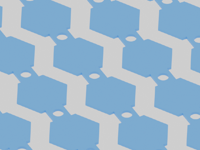 Hexagons linked with symmetrical lines